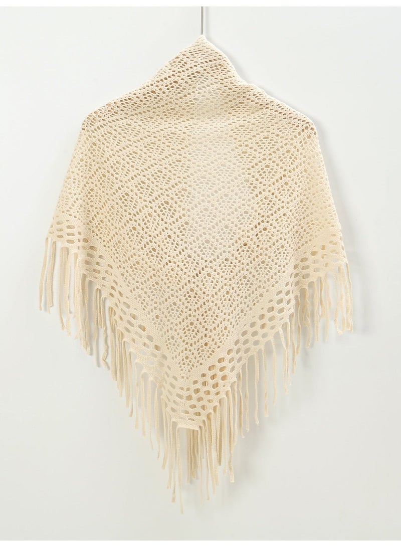 النساء الحياكة شال مع Tassel الجبهة تشويه كارديجان جوف خارج شالات باشمينا ملابس الموضة الشال الأساسي لحفلة المساء - Image 4